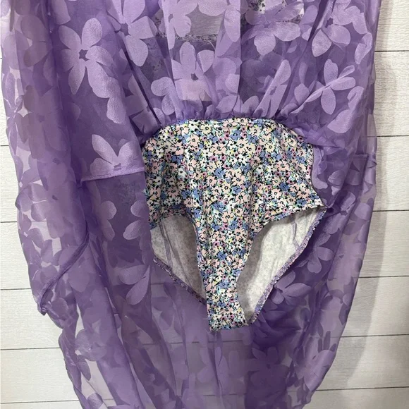 For Love & Lemons Villegas Floral Sheer Fabric Bodysuit Midi Dress Size XS NWT - Picture 8 of 11